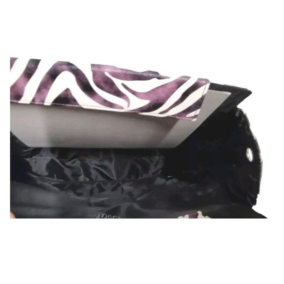Vntg Miche Prima Jocelynn Shell Purple Black Zebra Print Faux Leather - Picture 5 of 16